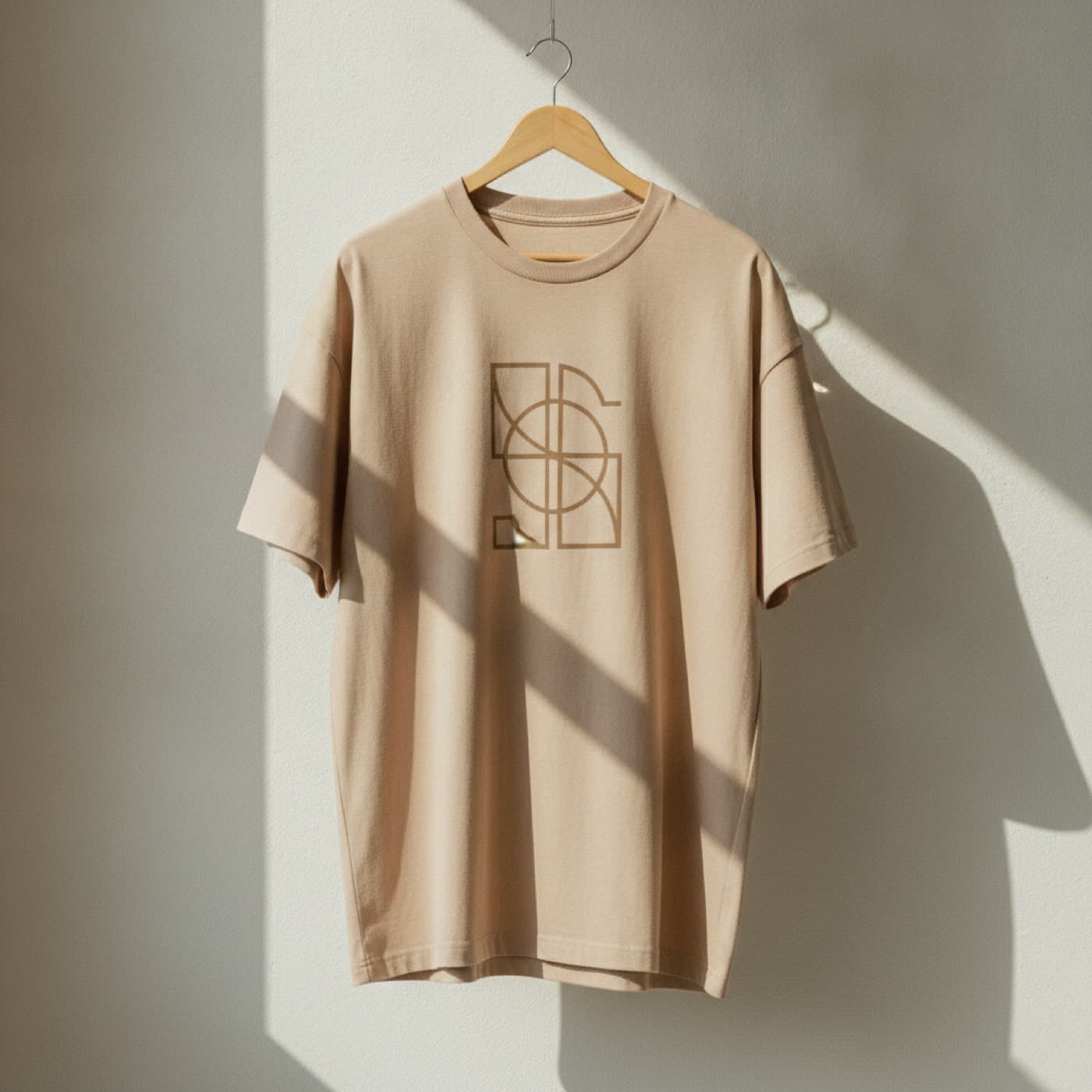 Camiseta oversize colgada, con un estampado en el pecho